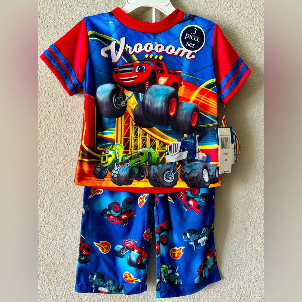 Blaze and the Monster Machines Boys 3pc Pajama Short Pants Set,2T,3T,NWT